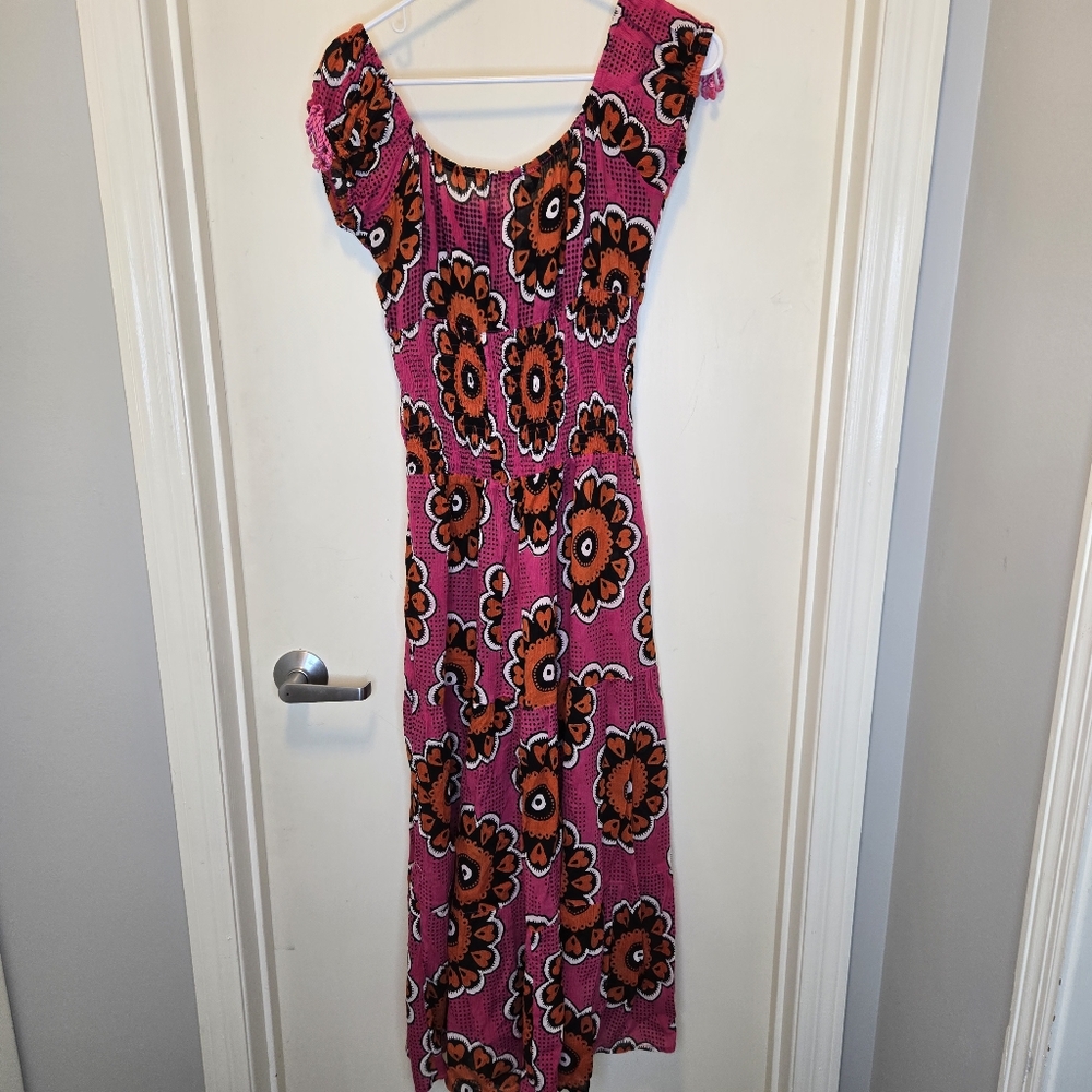 Chaudry Pink and Orange Floral Maxi Dress S